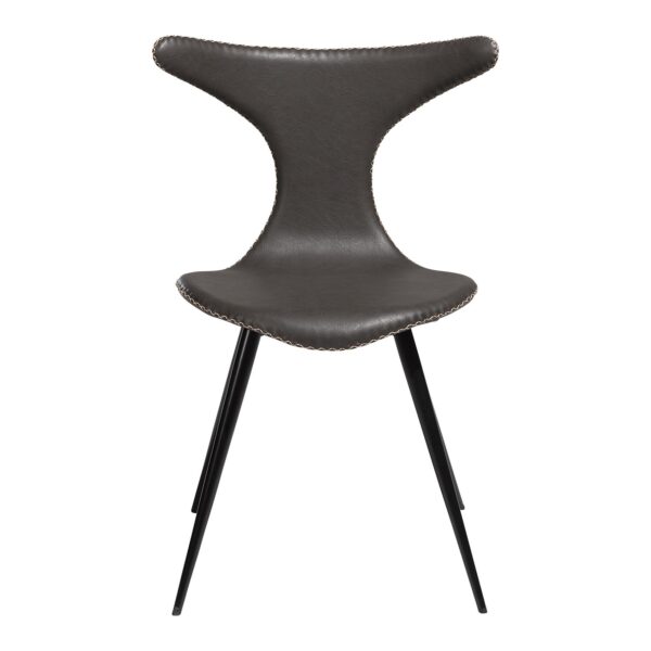 DAN-FORM Dolphin spisebordsstol - vintage grå kunstlæder og sort stål