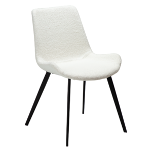 DAN-FORM Hype spisebordsstol - hvid/beige RPES bouclé stof og sort stål