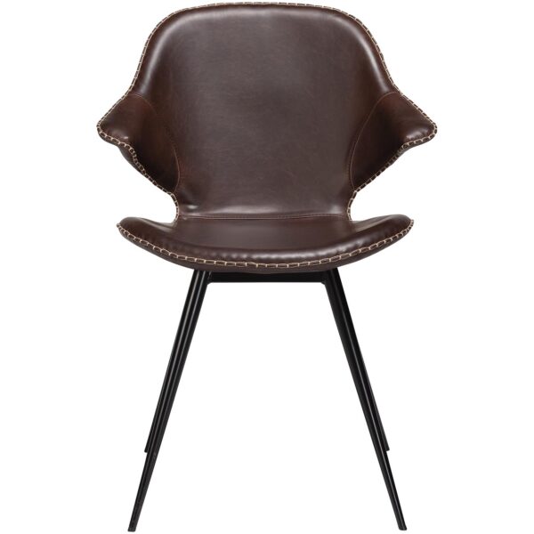 DAN-FORM Karma spisebordsstol - vintage brun kunstlæder og sort stål