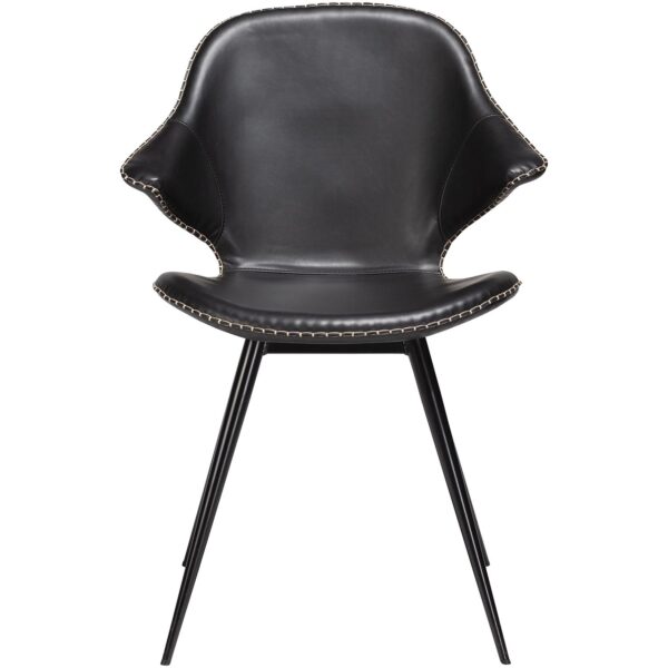 DAN-FORM Karma spisebordsstol - vintage sort kunstlæder og sort stål