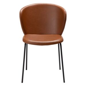 DAN-FORM Stay spisebordsstol - vintage lysebrun kunstlæder og sort stål