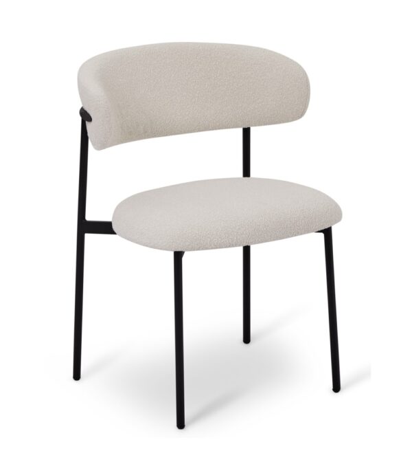 Diana Spisebordsstol - Hvid Bouclé Stof Og Sort Metal -> Stort udvalg til rådighed