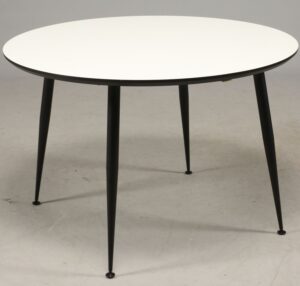 FURBO rund spisebord - hvid laminat og sort metal (Ø100)