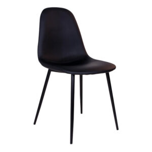 HOUSE NORDIC Stockholm spisebordsstol - sort kunstlæder m. sorte stålben