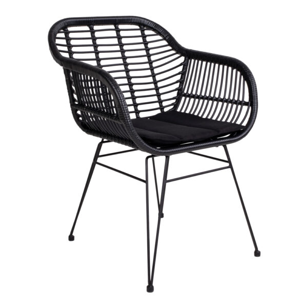 HOUSE NORDIC Trieste spisebordsstol - sort rattan/metal