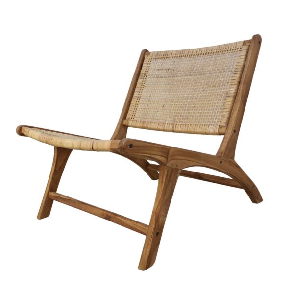 HSM COLLECTION loungestol - natur rattan og natur teaktræ