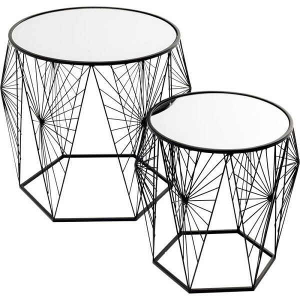 KARE DESIGN Cobweb sidebord - spejlglas og stål (sæt af 2)