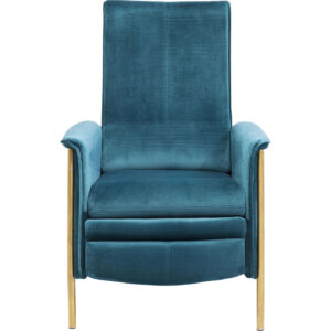 KARE DESIGN Lazy Velvet Blue recliner stol - blåt stof/messing stål