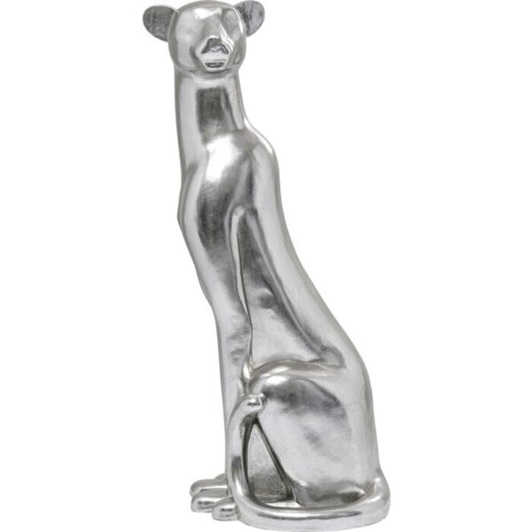 Kare Design Sitting Leopard Figur - Sølv Polyresin (H:150Cm) -> Stor opgørelse