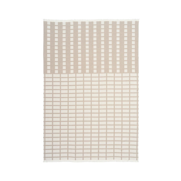 KRISTINA DAM STUDIO Contemporary plaid - offwhite og beige bomuld (180x130)