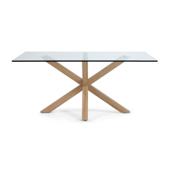 LAFORMA Arya spisebord - klar glas og natur stål (180x100)