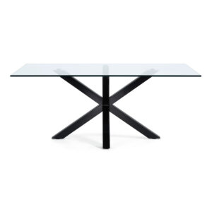 LAFORMA Arya spisebord - klar glas og sort stål (200x100)