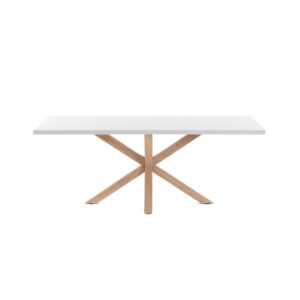 LAFORMA rektangulær Arya spisebord - hvid melamin og natur stål (200x100)