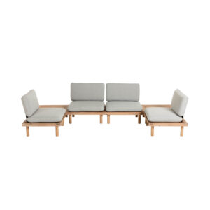 LAFORMA Viridis udendørs sofasæt m. 4 sæder og 2 borde - massivt akacietræ og gråt stof