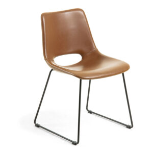 LAFORMA Ziggy spisebordsstol - lysebrun PU og sort stål