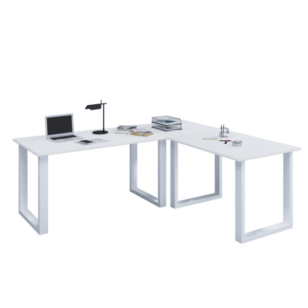 Lona U-Feet Hjørneskrivebord - Hvid Træ Og Metal (160X160X50) -> Søg i lagerbeholdningen