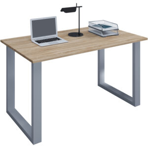 Lona U-feet skrivebord - natur træ og sølvgrå metal (110x50)