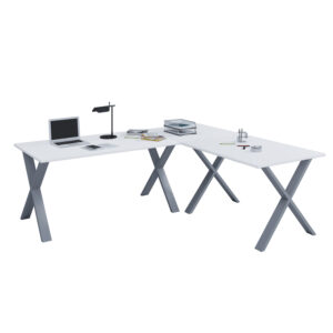 Lona X-Feet Hjørnebord - Hvid Træ Og Sølvgrå Metal (130X130X50) -> Uovertrufne priser