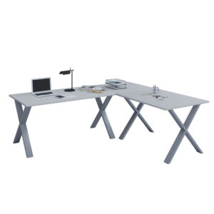 Lona X-Feet Hjørneskrivebord - Grå Træ Og Sølvgrå Metal (130X130X50) -> Høj kvalitet