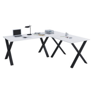 Lona X-Feet Hjørneskrivebord - Hvid Træ Og Sort Metal (160X160X80) -> Stort udvalg til rådighed