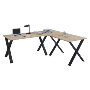 Lona X-Feet Hjørneskrivebord - Natur Træ Og Sort Metal (220X160X80) -> Søg i lagerbeholdningen