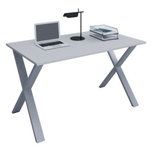 Lona X-feet skrivebord - grå træ og sølvgrå metal (80x50)