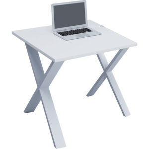 Lona X-feet skrivebord - hvid træ og metal (80x80)