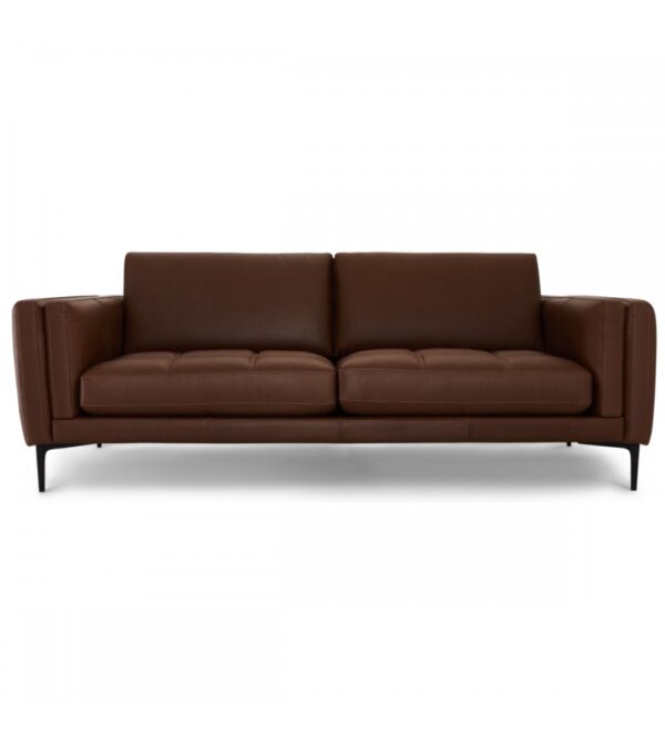 Orlando 3 pers. sofa - brun læder og sort metal