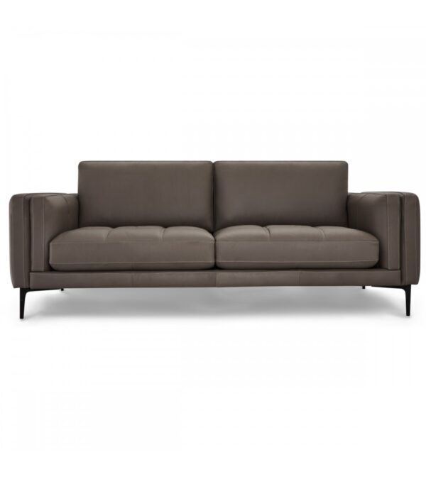 Orlando 3 pers. sofa - grå læder og sort metal