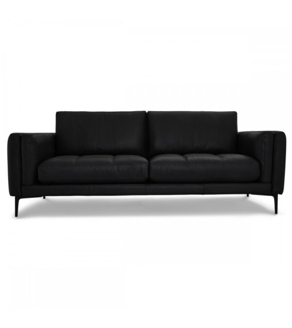 Orlando 3 pers. sofa - sort læder og sort metal
