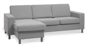 Pan set 1 3D sofa med chaiselong - grå polyester stof og børstet aluminium