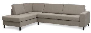 Pan set 2 OE left sofa med chaiselong - antelope beige polyester stof og sort træ