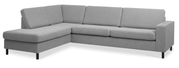 Pan set 2 OE left sofa med chaiselong - grå polyester stof og sort træ