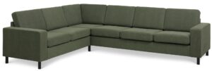 Pan set 7 corner hjørnesofa - vinter mosgrøn polyester stof og sort træ