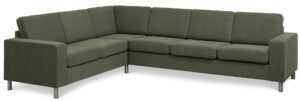 Pan set 7 corner hjørnesofa - vinter mosgrøn polyester stof og børstet aluminium