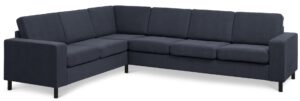 Pan set 7 corner hjørnesofa - blå polyester stof og sort træ