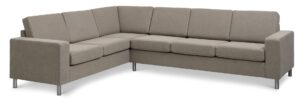 Pan set 7 corner hjørnesofa - antelope beige polyester stof og børstet aluminium