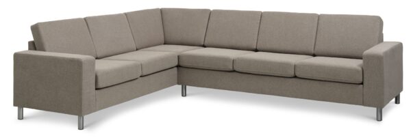 Pan set 7 corner hjørnesofa - antelope beige polyester stof og børstet aluminium