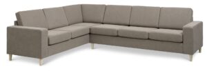 Pan set 7 corner hjørnesofa - antelope beige polyester stof og natur træ