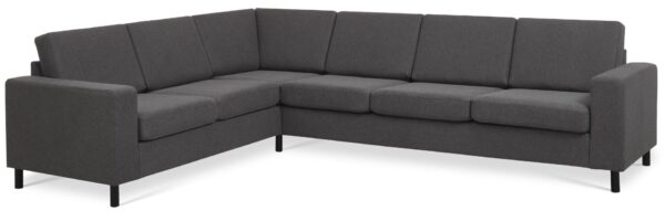 Pan set 7 corner hjørnesofa - antracitgrå polyester stof og sort træ