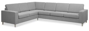 Pan set 7 corner hjørnesofa - grå polyester stof og natur træ