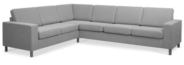 Pan set 7 corner hjørnesofa - grå polyester stof og børstet aluminium