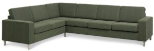 Pan set 7 corner hjørnesofa - vinter mosgrøn polyester stof og natur træ