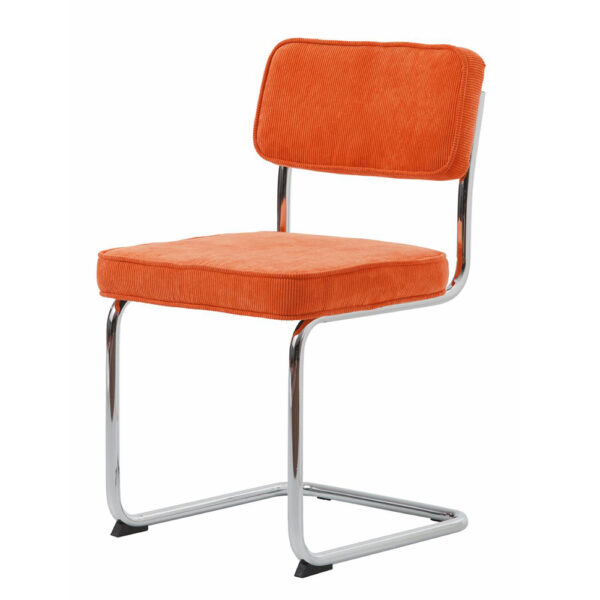 Regal Spisebordsstol - Orange Cordoroy Polyester Fløjl Og Krom Metal -> Store priser