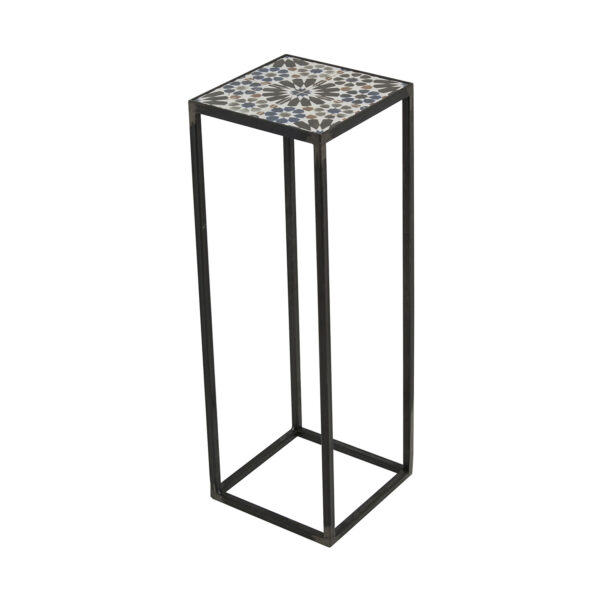 SPINDER DESIGN kvadratisk Ibiza Blacksmith sidebord - multifarvet keramik og stå (21x21)