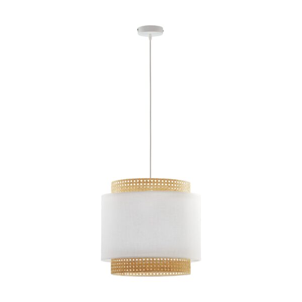 Tk Boho Loftlampe - Natur Rattan Og Hvid Stof -> Bedste priser