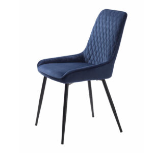 Tranquil spisebordsstol - blå polyester fløjl og sort metal