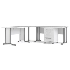 TVILUM Prima skrivebord - hvid træ m. stålstel