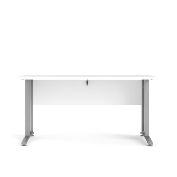 TVILUM Prima skrivebord - hvid træ og sølvgrå stål (150x80)