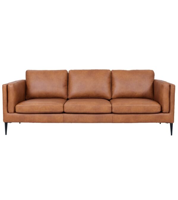 Valencia 3 pers. sofa - lysebrun semianilin læder og sort metal